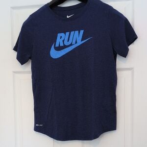 Nike Kids Navy Blue 'Run' Graphic Tee